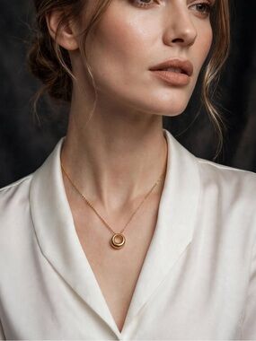 Gold Double Circle Pendant Necklace - Women Jewelry